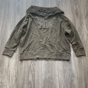 Aerie - Olive Green Half-Zip Pullover Sweatshirt - Size XL